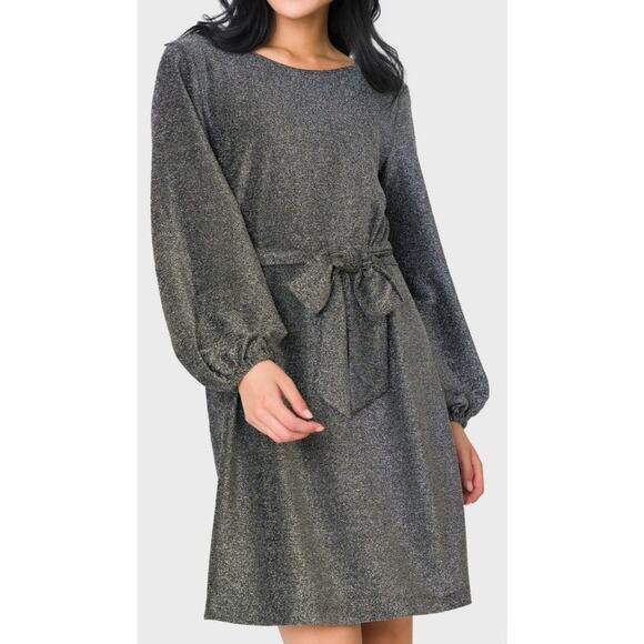 Gibsonlook Sparkle Knit Blouson Sleeve Dress Size‎ L Holiday New Years Vegas - Picture 1 of 7